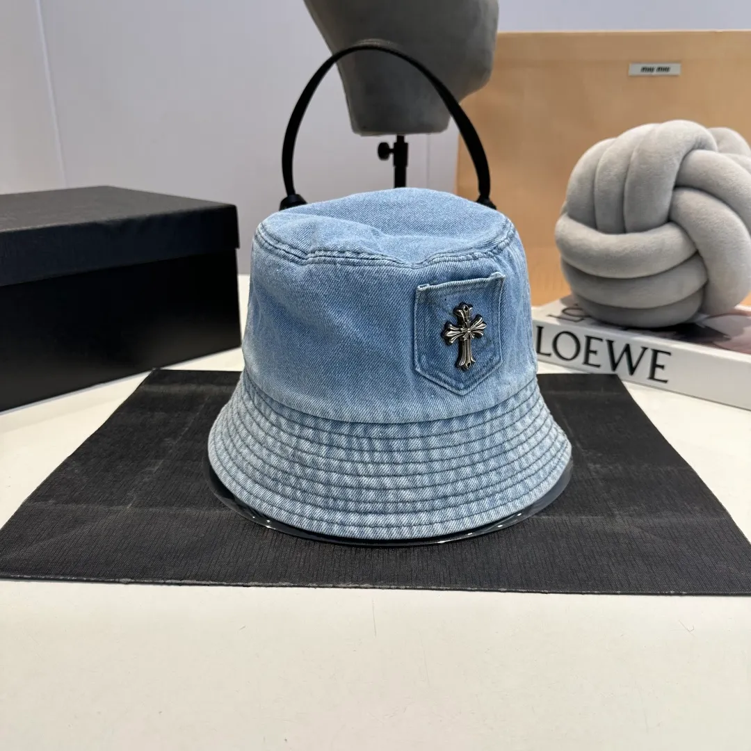 P70 Croxin spring and summer new denim fisherman hat, retro old street style, washed and torn edges, perfect for taking photos👑